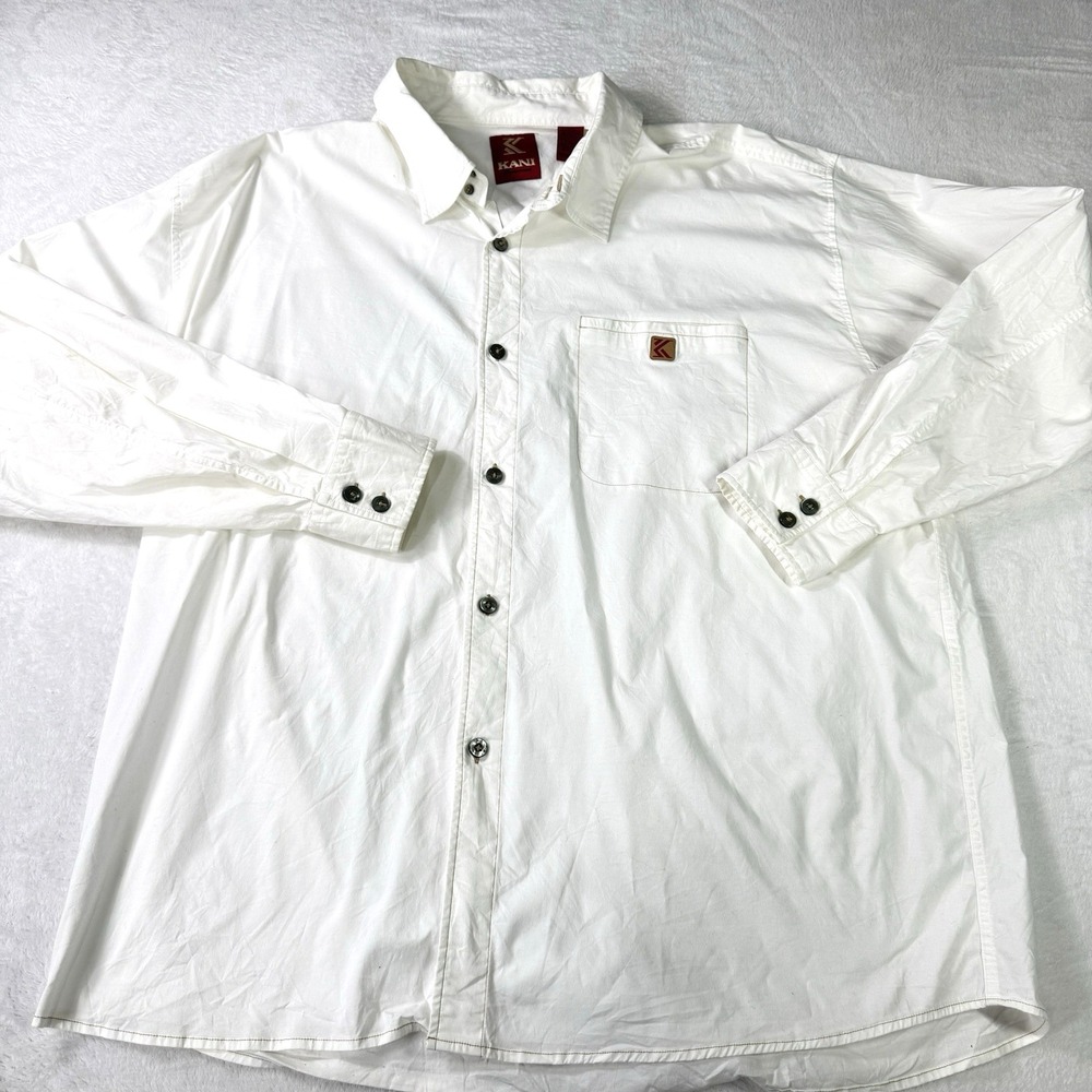 Karl Kani Shirt Mens 3XL White Twill Vintage 90s Hip Hop Streetwear Button Up